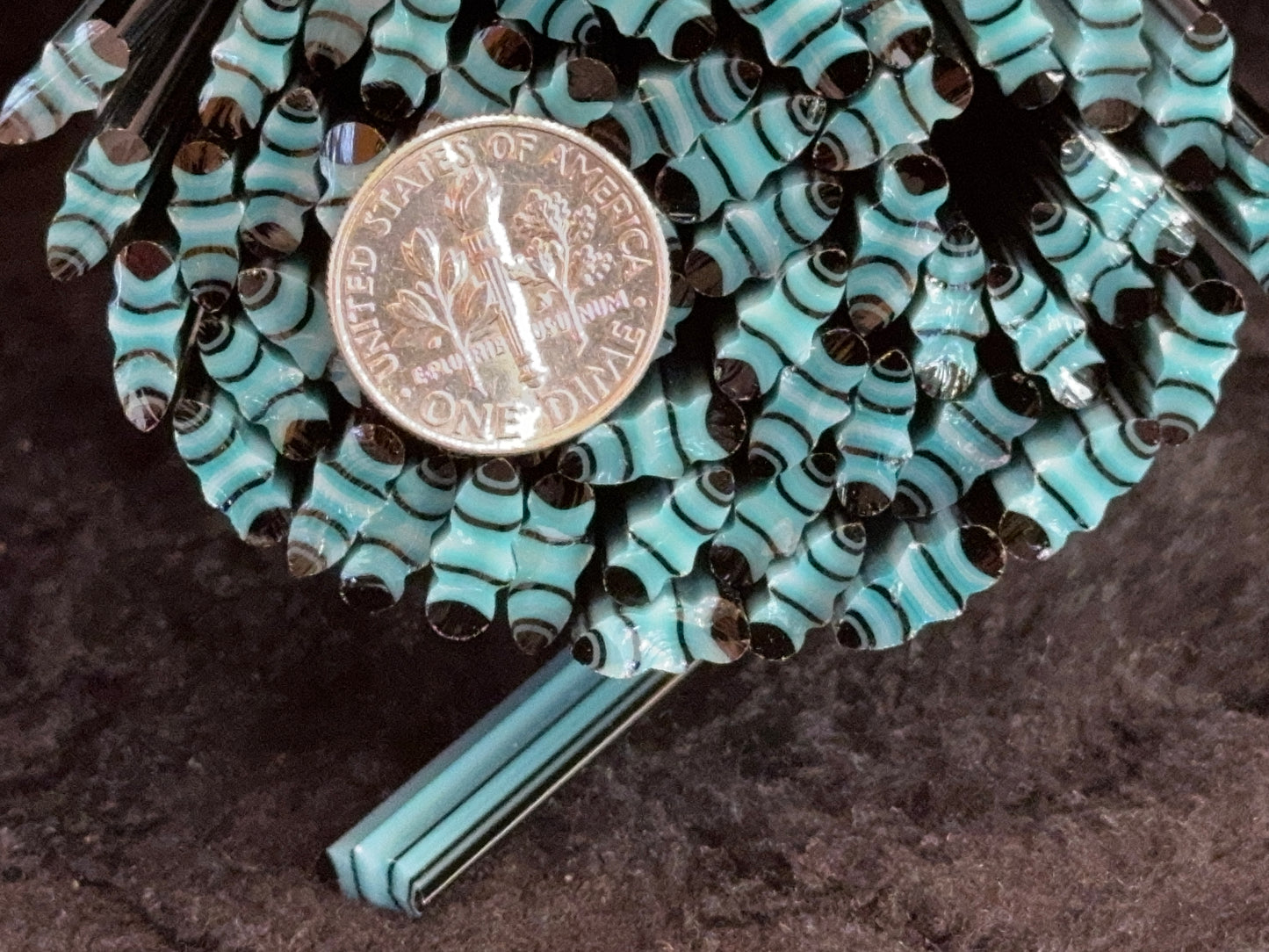 Turquoise Snowflake Petals...Kinda ;), 1oz, COE 96 Murrini Millefiori