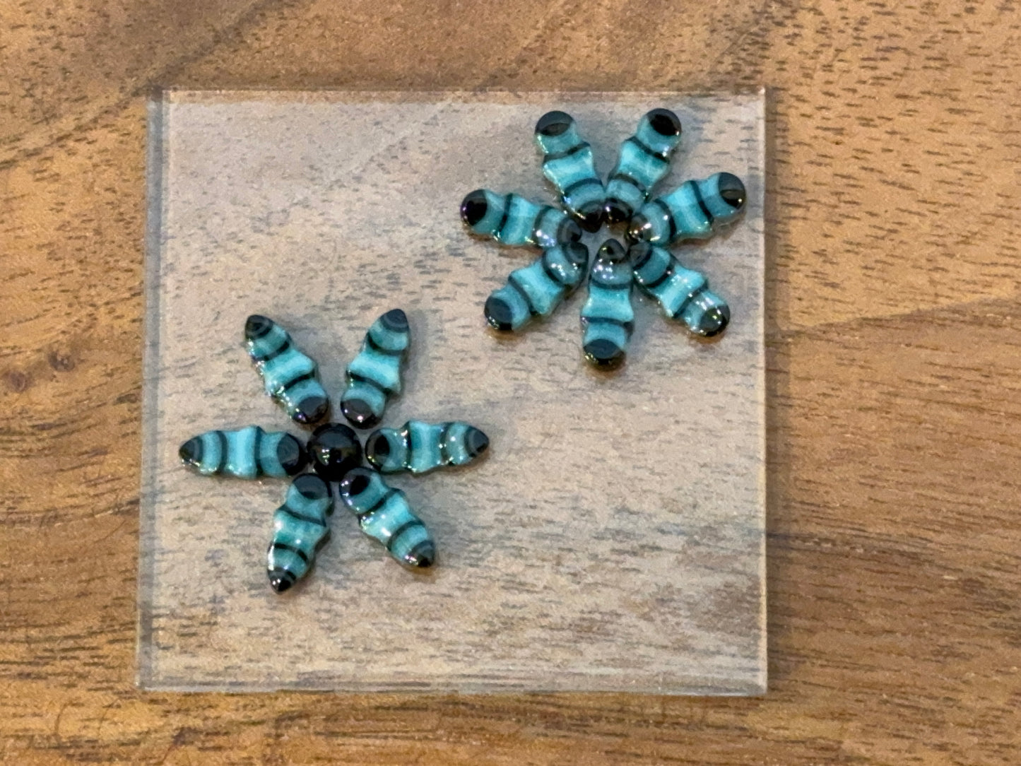 Turquoise Snowflake Petals...Kinda ;), 1oz, COE 96 Murrini Millefiori