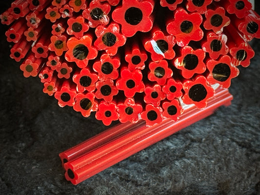 Red Ripple Poppy Field (multi-size), 1oz., COE 96 Murrini Millefiori