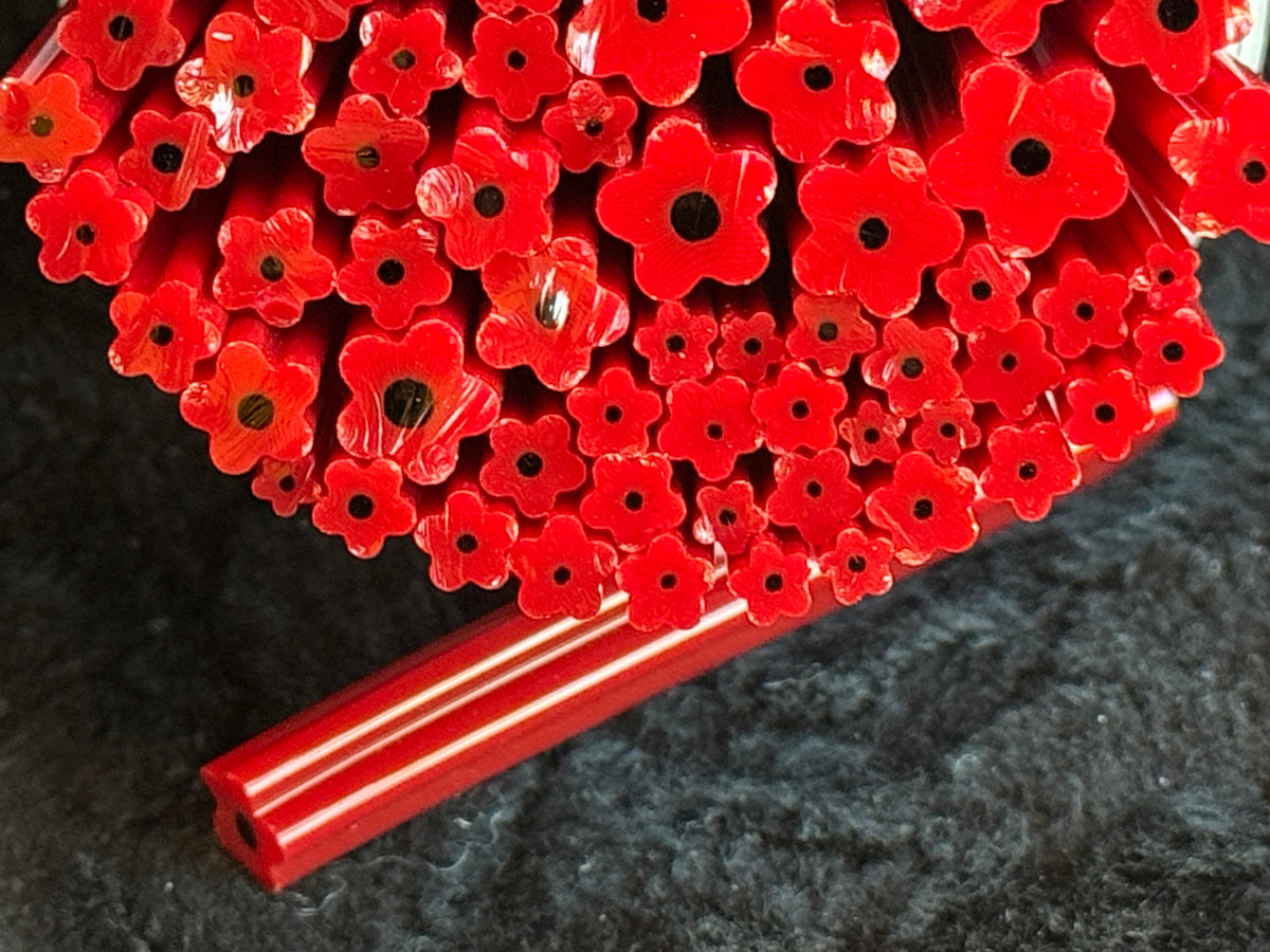 SECONDS Red Poppy Field (multi-size), 1.5oz, COE 96 Murrini Millefiori