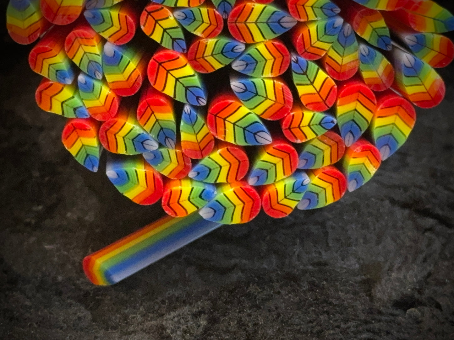 Rainbow Leaves, 1oz, COE 96 Murrini Millefiori