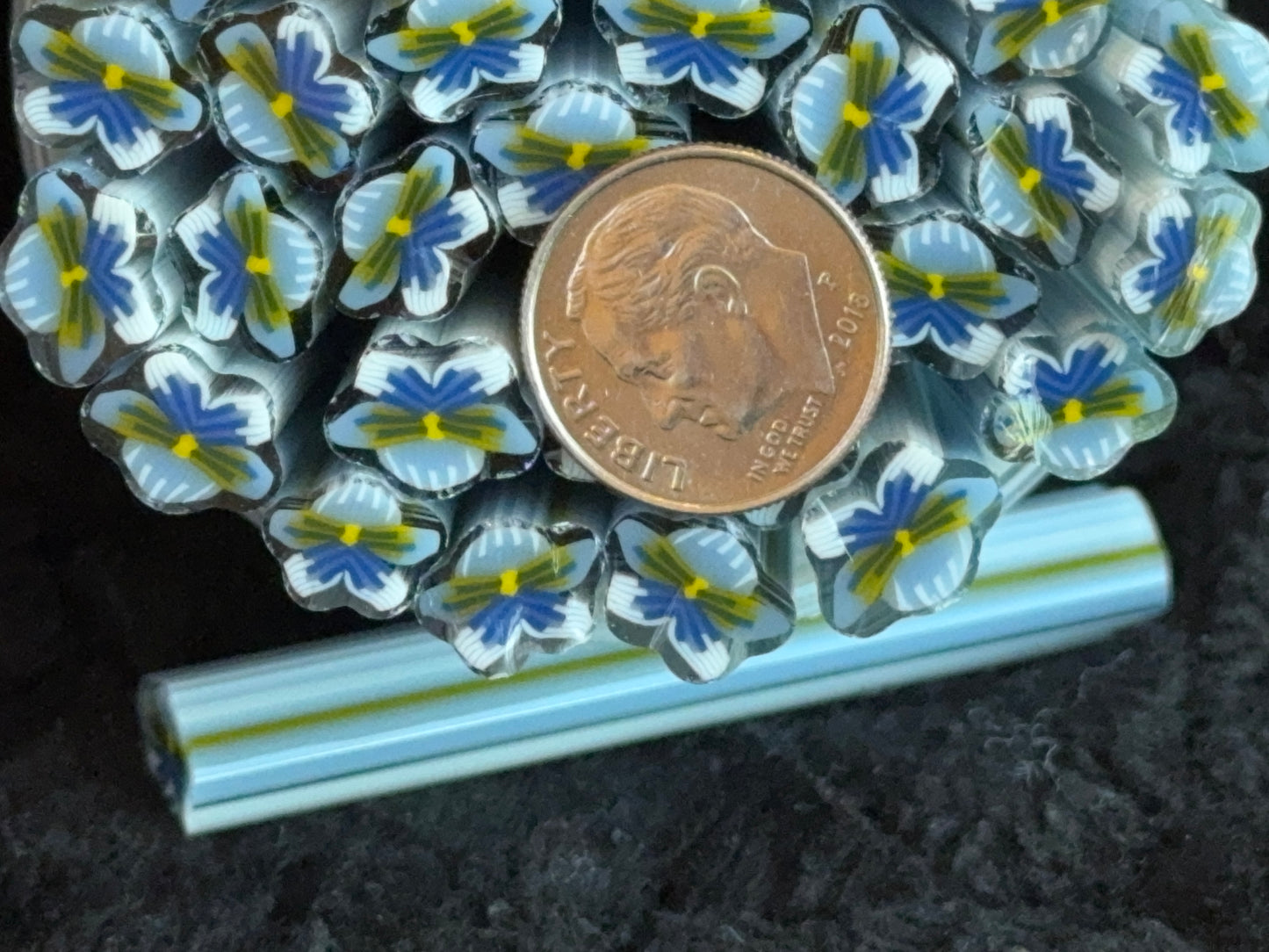 5 Pansy Pack with Leaf, 1.5oz (and as singles)COE 96 Murrini Millefiori