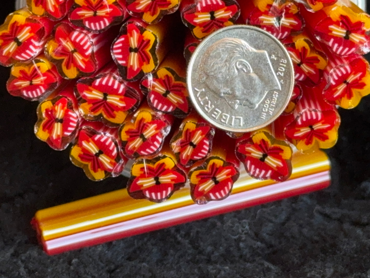 5 Pansy Pack with Leaf, 1.5oz (and as singles)COE 96 Murrini Millefiori