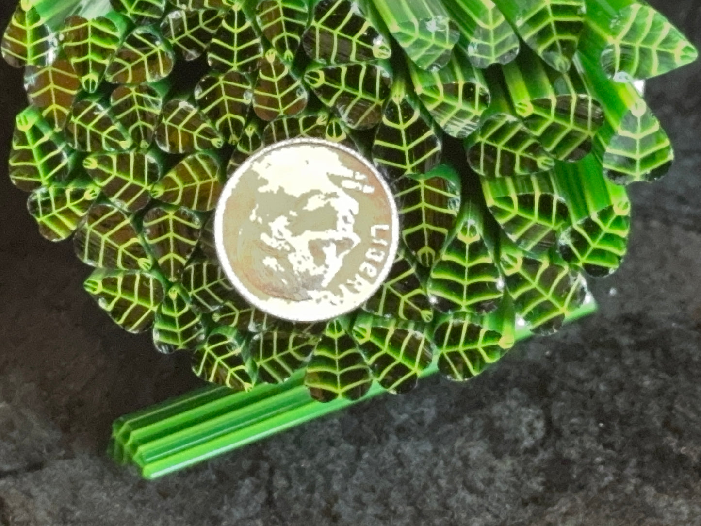 Transparent Philodendron Leaf, 1oz, COE 96 Murrini Millefiori