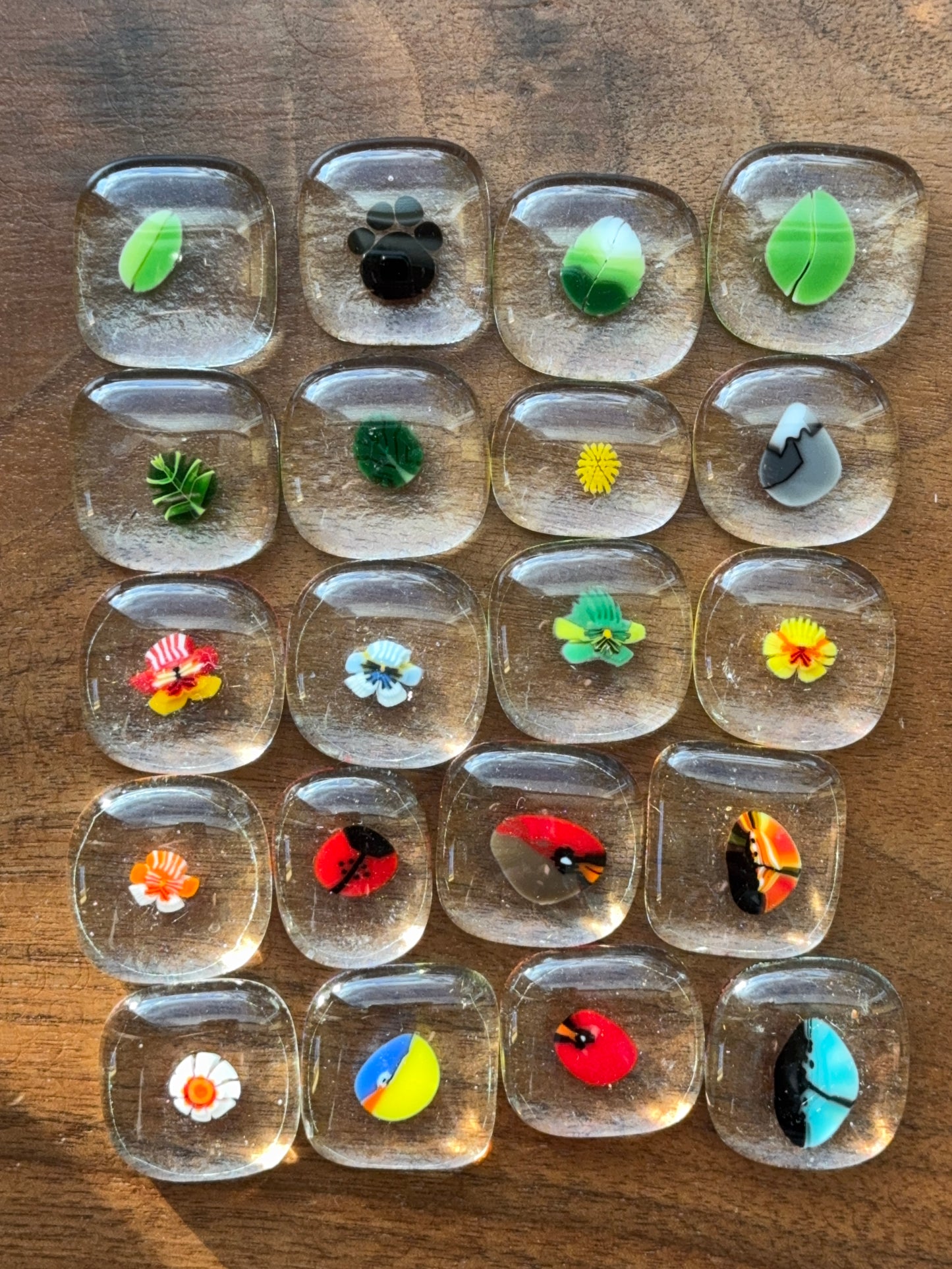 5 Pansy Pack with Leaf, 1.5oz (and as singles)COE 96 Murrini Millefiori