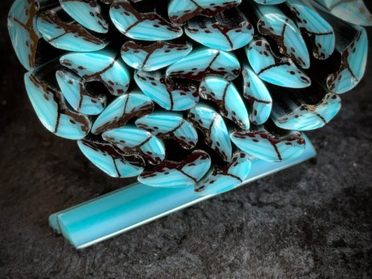Turquoise/Peacock Butterfly Wings, 1oz, COE 96 Murrini Millefiori