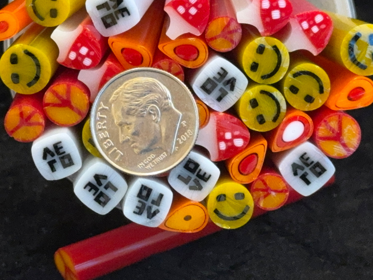 Five Hippie Designs, COE 96, Murrini Millefiori