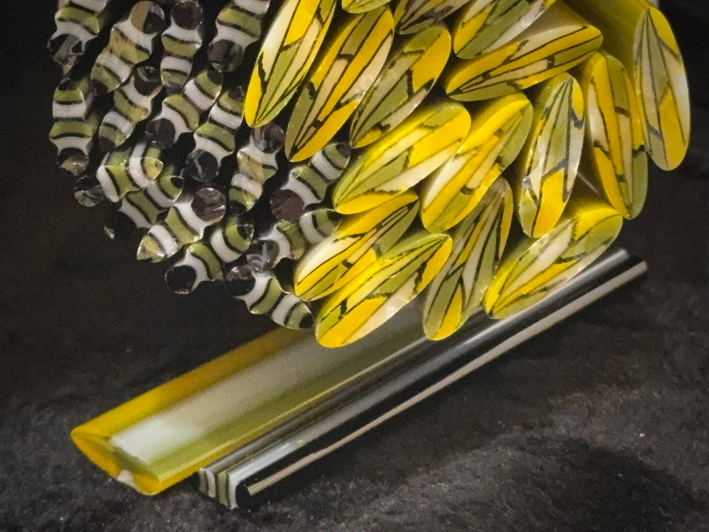 Olive Dragonfly Kits, COE 96 Murrini Millefiori