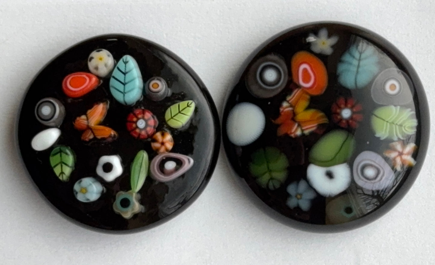 TINIES • Purple and Orange Teardrop Duo, 1oz, COE 96 Murrini Millefiori