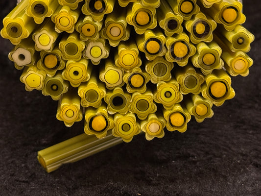 Olive Green Ripple Petals, 1.5oz, COE 96 Murrini Millefiori