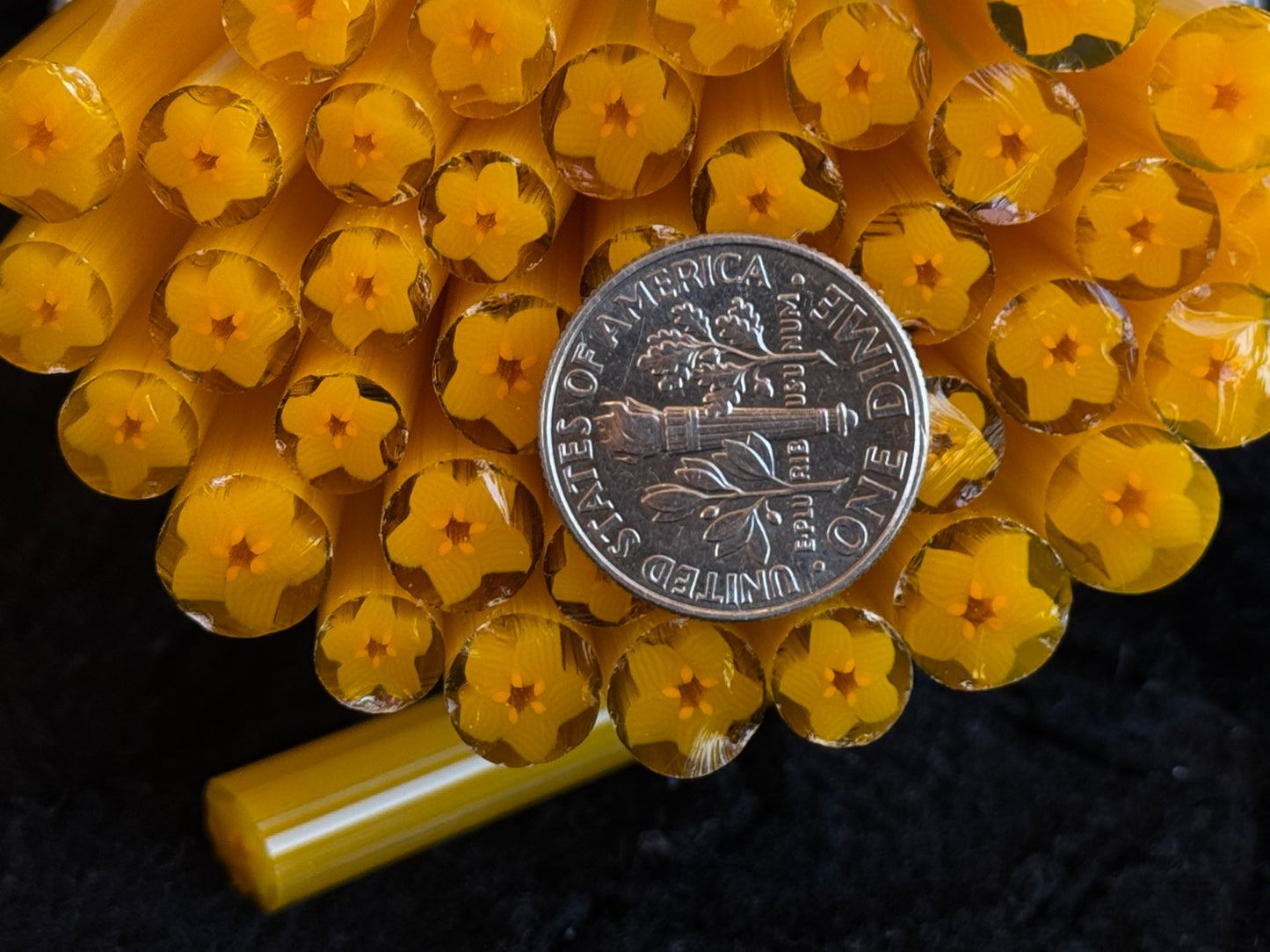 Daffodil Blossoms, 1.5oz, COE 96 Murrini Millefiori