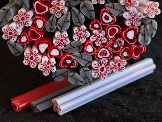 Winter Red Trio, 1.3oz, COE 96 Murrini Millefiori