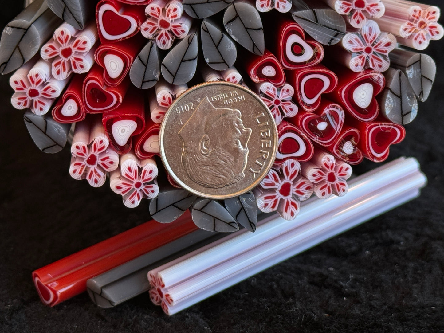 Winter Red Trio, 1.3oz, COE 96 Murrini Millefiori