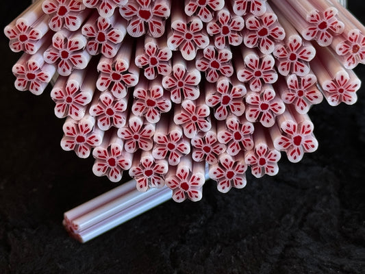 Vanilla Cream and Red Wildflowers, 1oz, COE 96 Murrini Millefiori