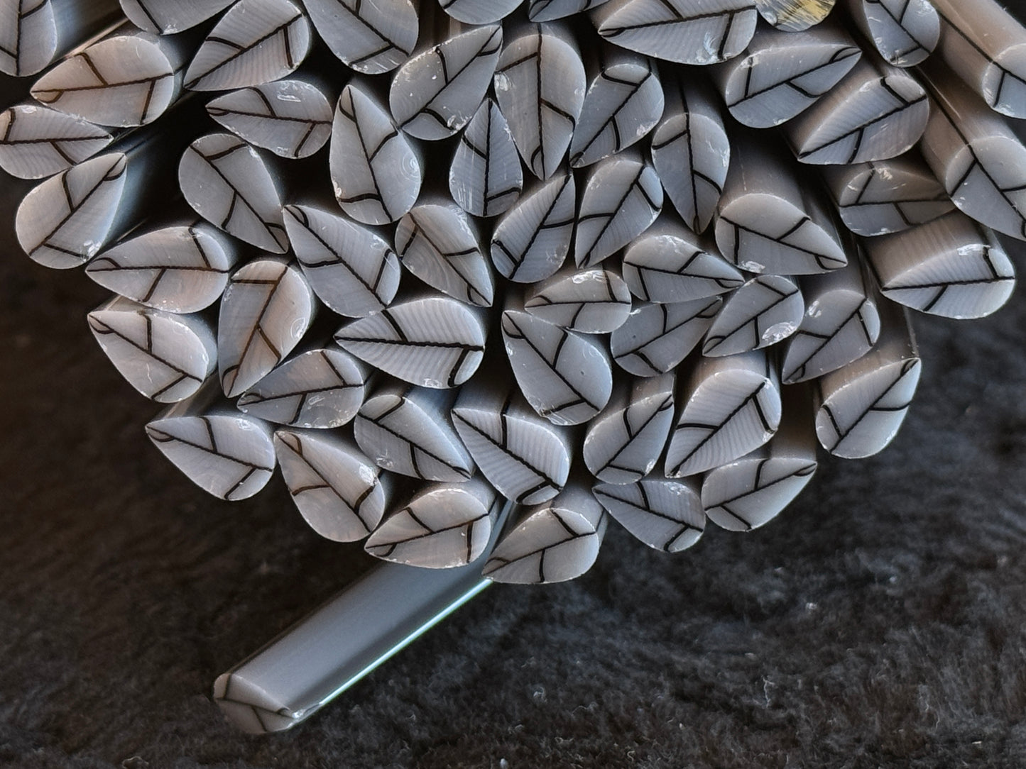 Pewter Grey Leaves, 1oz, COE 96 Murrini Millefiori