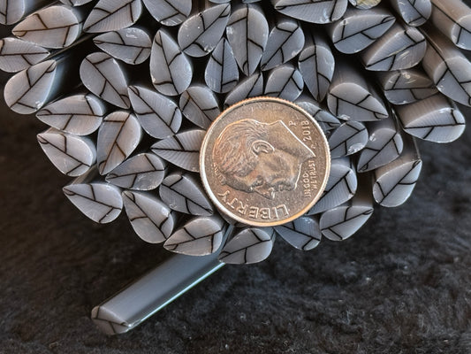 Pewter Grey Leaves, 1oz, COE 96 Murrini Millefiori