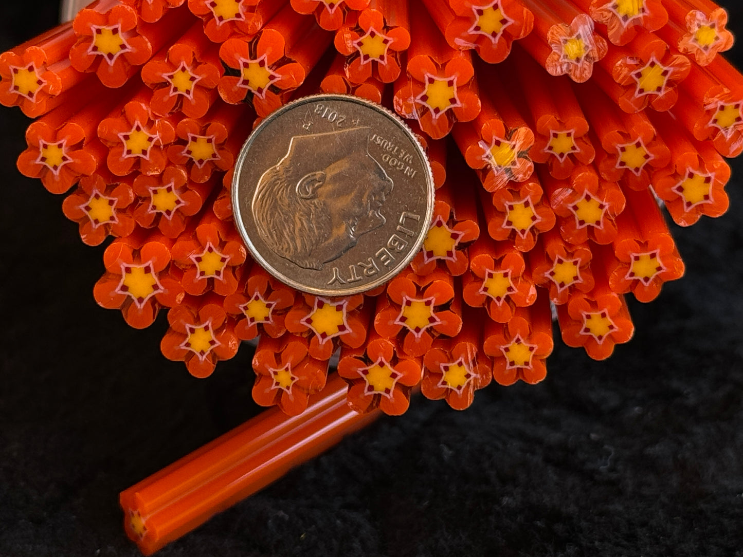 Orange Wildflowers, 1oz, COE 96 Murrini Millefiori