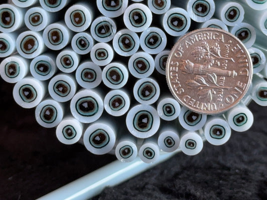 Hazel Critter Eyes (sizes vary), 1oz, COE 96 Murrini Millefiori