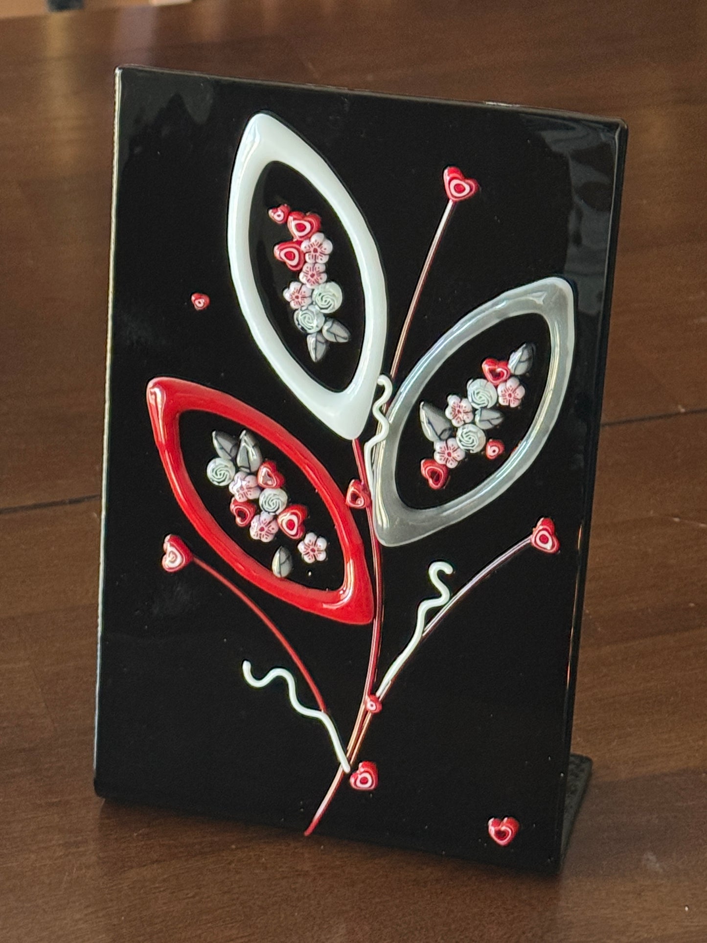 Vanilla Cream and Red Wildflowers, 1oz, COE 96 Murrini Millefiori