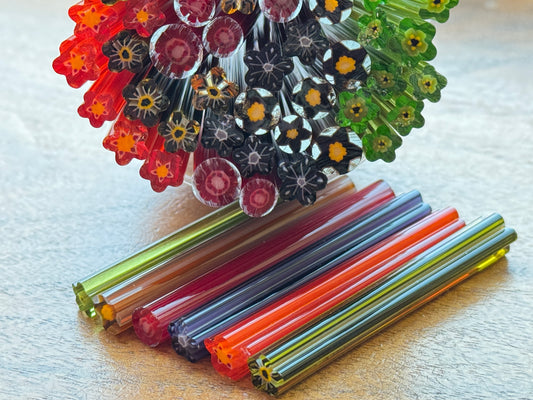 Transparent Flower Mix, 1+oz, COE 96 Murrini Millefiori