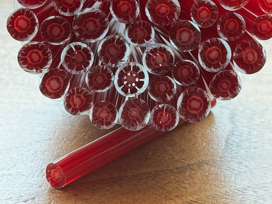 Red Transparent Daisy, 1oz, COE 96 Murrini Millefiori