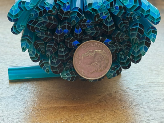 Blue/Turquoise Ombré Transparent Leaves, 1oz, COE 96 Murrini Millefiori