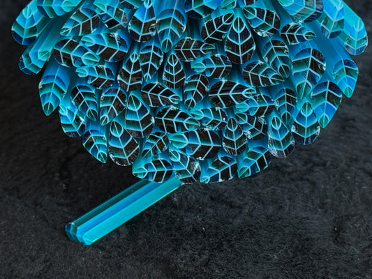 Blue/Turquoise Ombré Transparent Leaves, 1oz, COE 96 Murrini Millefiori