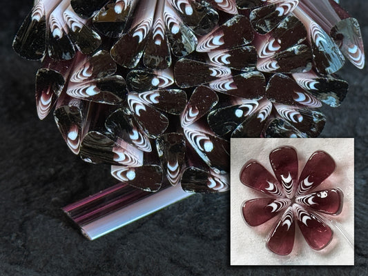 Transparent Chambord Swirl Petal, 1oz, COE 96 Murrini Millefiori