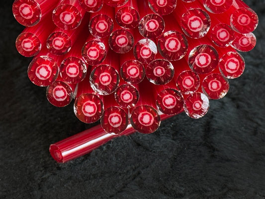 Red Transparent Daisy, 1oz, COE 96 Murrini Millefiori