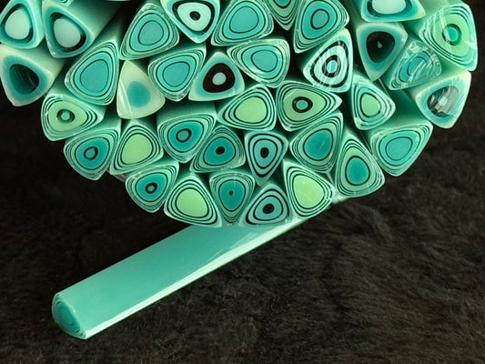Triangular Turquoise Petals, 1oz, COE 96 Murrini Millefiori