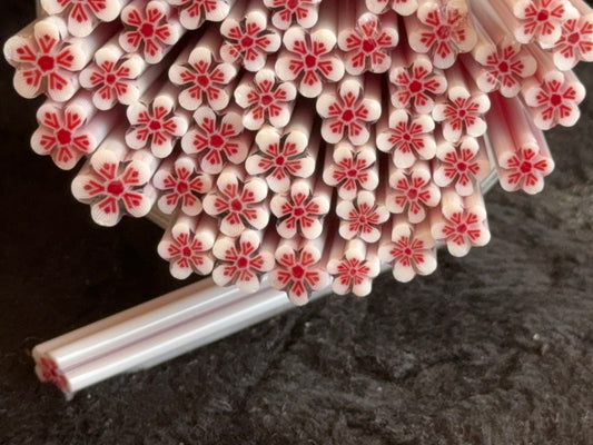 Vanilla Cream and Red Wildflowers, 1oz, COE 96 Murrini Millefiori