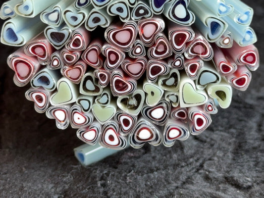 Wedding Hearts (multi-size), 1oz, COE 96 Murrini Millefiori