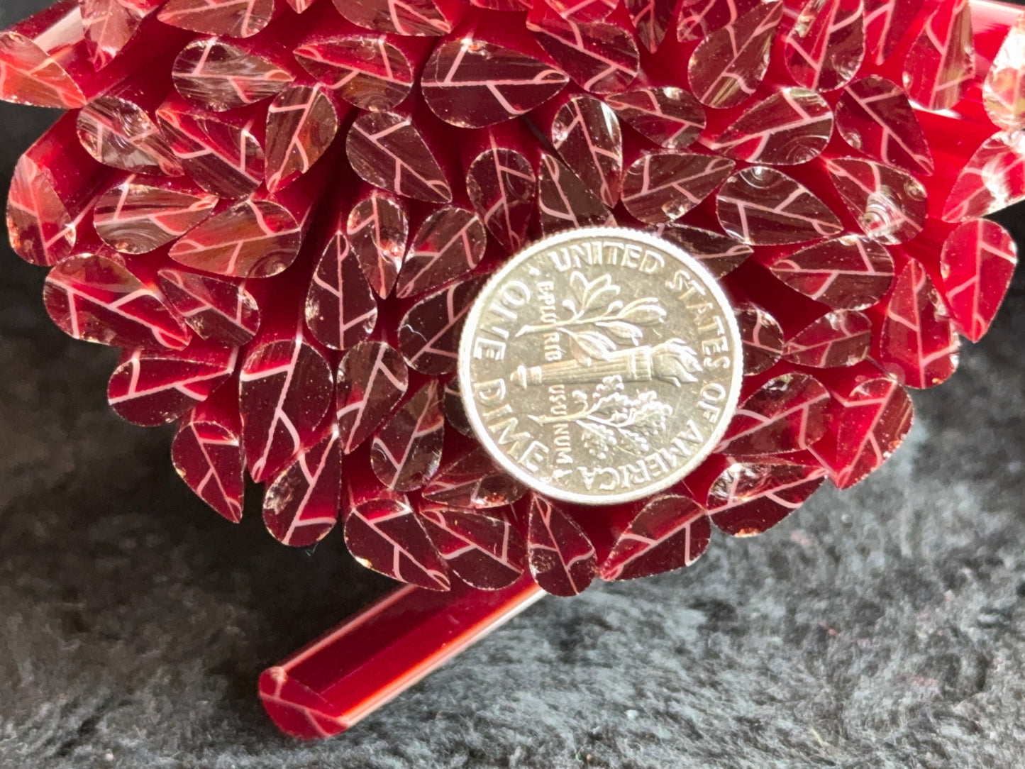 Artsy Ruby Red Transparent Leaves, 1oz, COE 96 Murrini Millefiori
