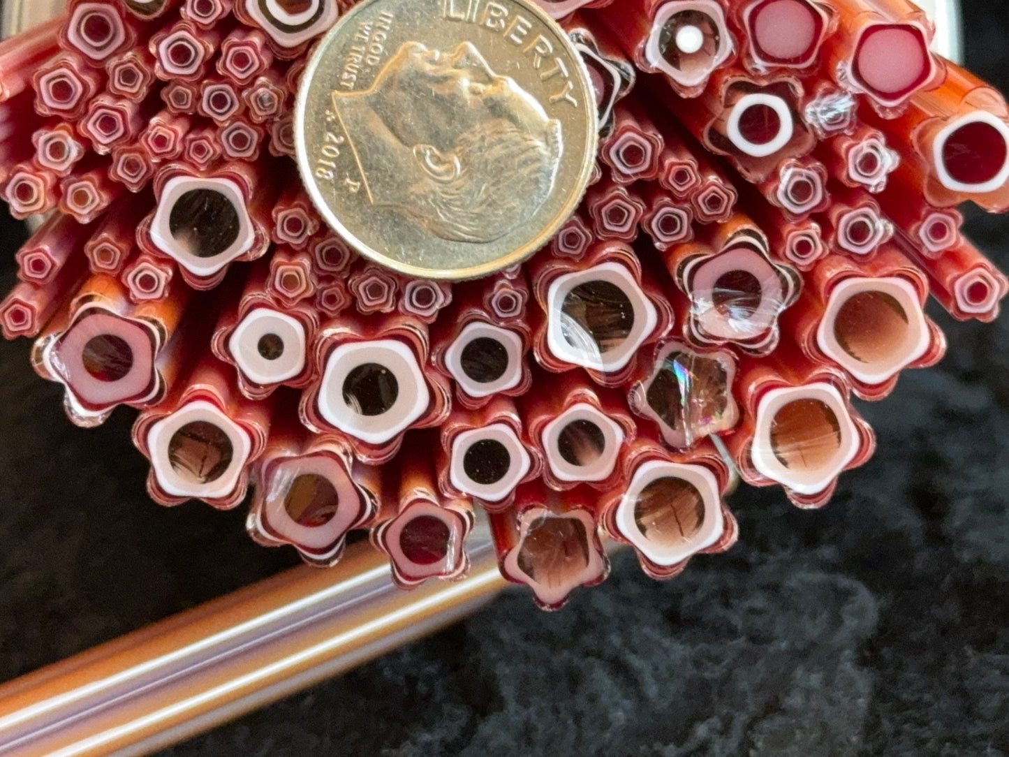 Ruby Ripples (sizes are mixed), 1oz, COE 96 Murrini Millefiori