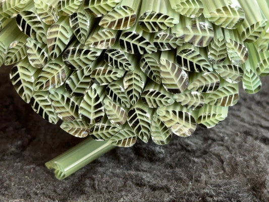 Transparent Olive Leaves, 1oz, COE 96 Murrini Millefiori