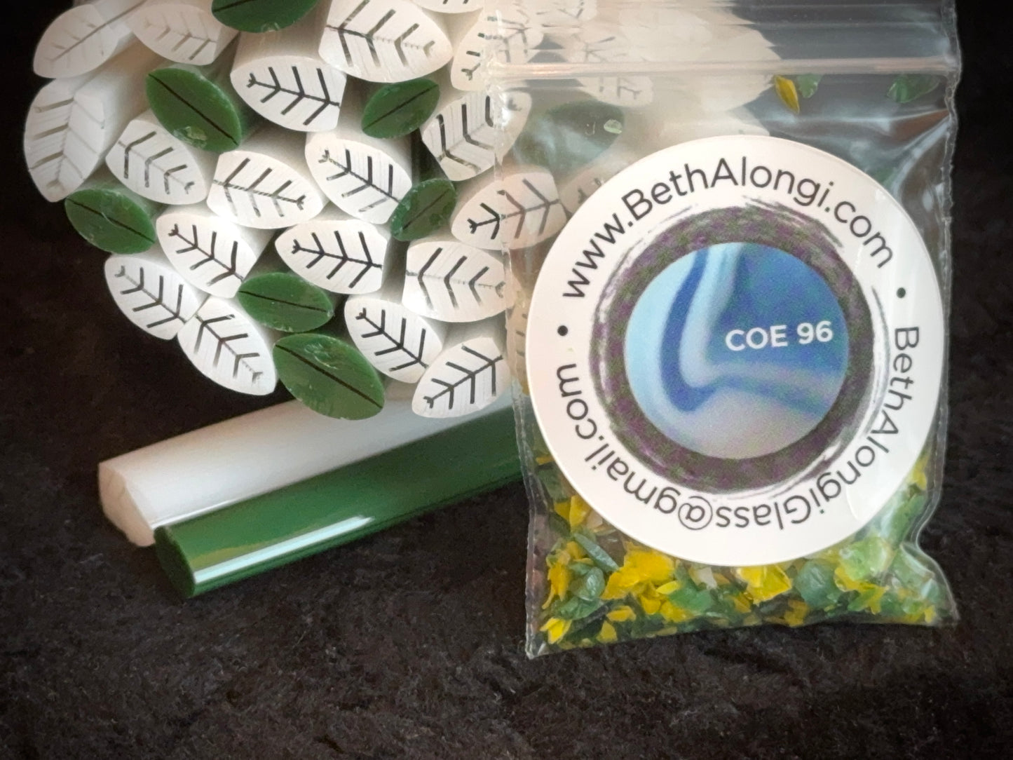 White Poinsettia Kits with Frit Mix, COE 96 Murrini Millefiori