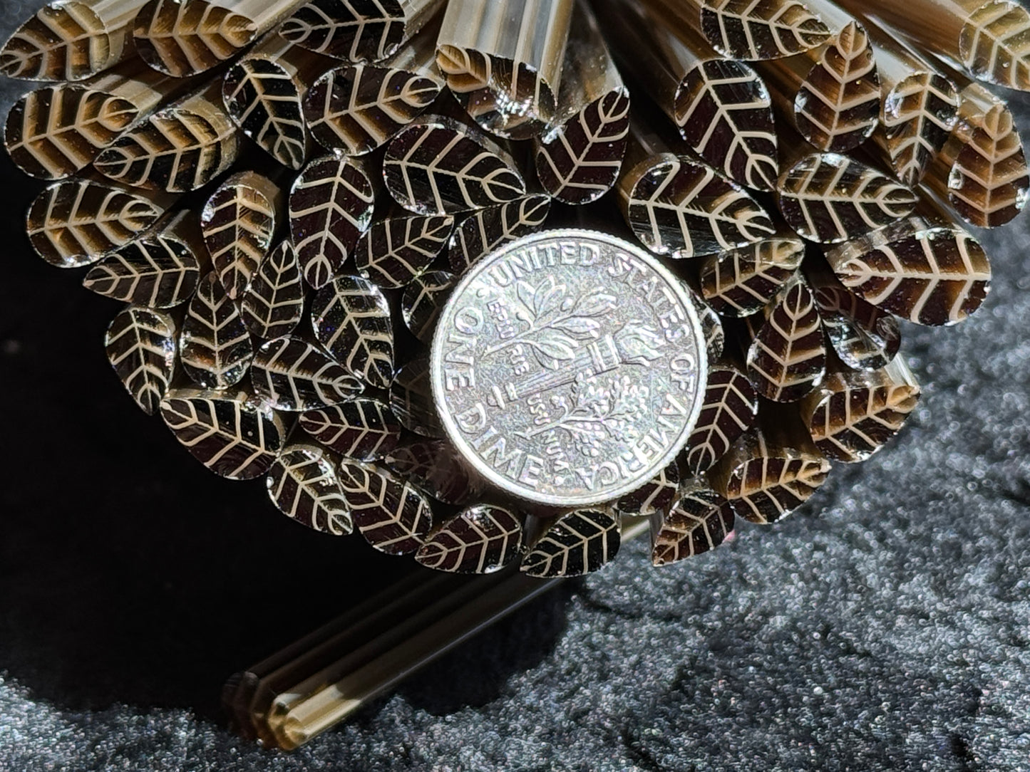 Bronze Leaves (Transparent), 1oz, COE 96 Murrini Millefiori