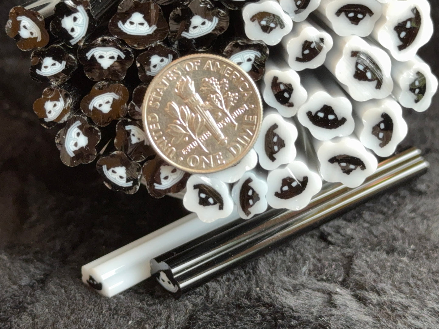 Black and White Sheep DUO, 1oz, COE 96 Murrini Millefiori
