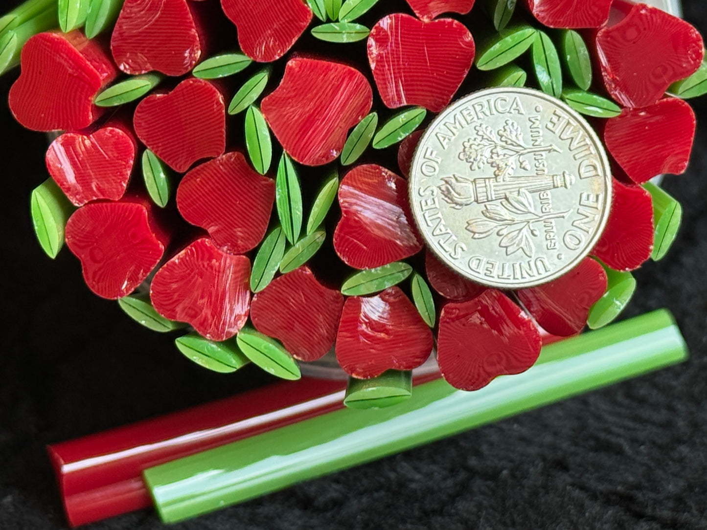 Red Apples with Leaves, 1oz, COE 96 Murrini Millefiori