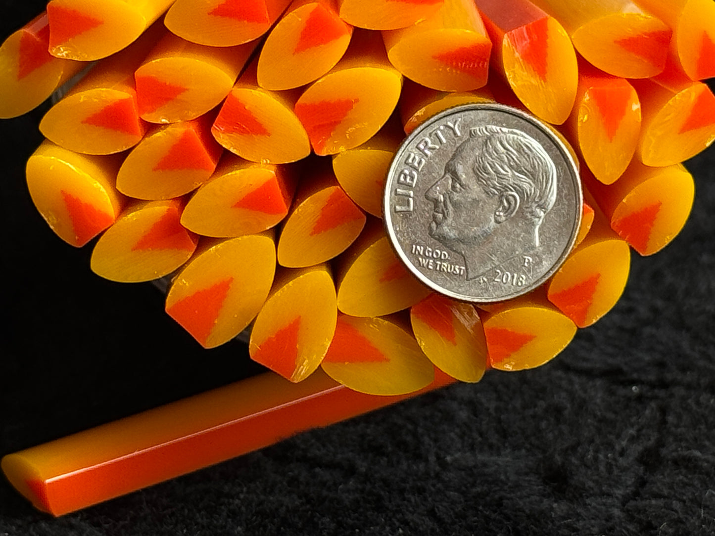 Sunflower Flat-End Petals with Orange accent, 1.20oz, COE 96 Murrini Millefiori