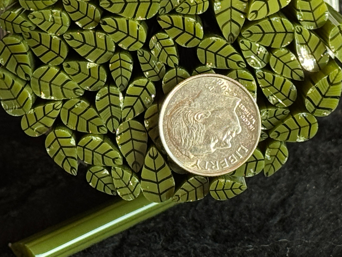 Olive Opal Leaves, 1oz, COE 96 Murrini Millefiori