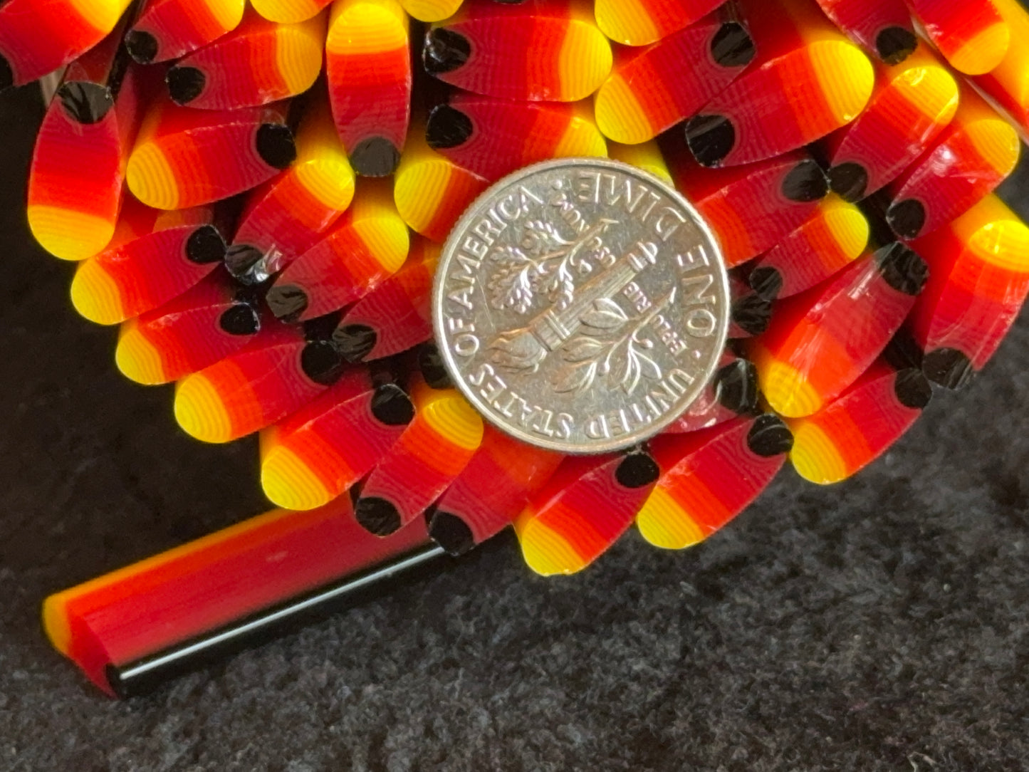 Flat-End Fire Daisy Petal, 1oz, COE 96 Murrini Millefiori