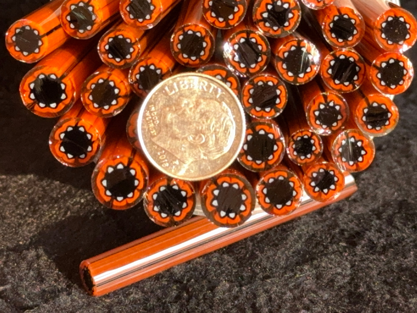 Full Fuse Orange Poppy Blossom, 1oz, COE 96 Murrini Millefiori