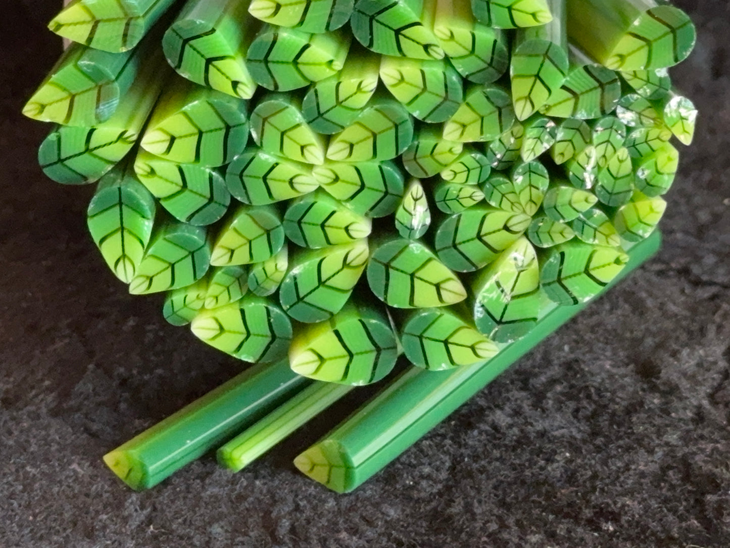 Multi-size Green Ombré Leaves, 1oz, COE 96 Murrini Millefiori