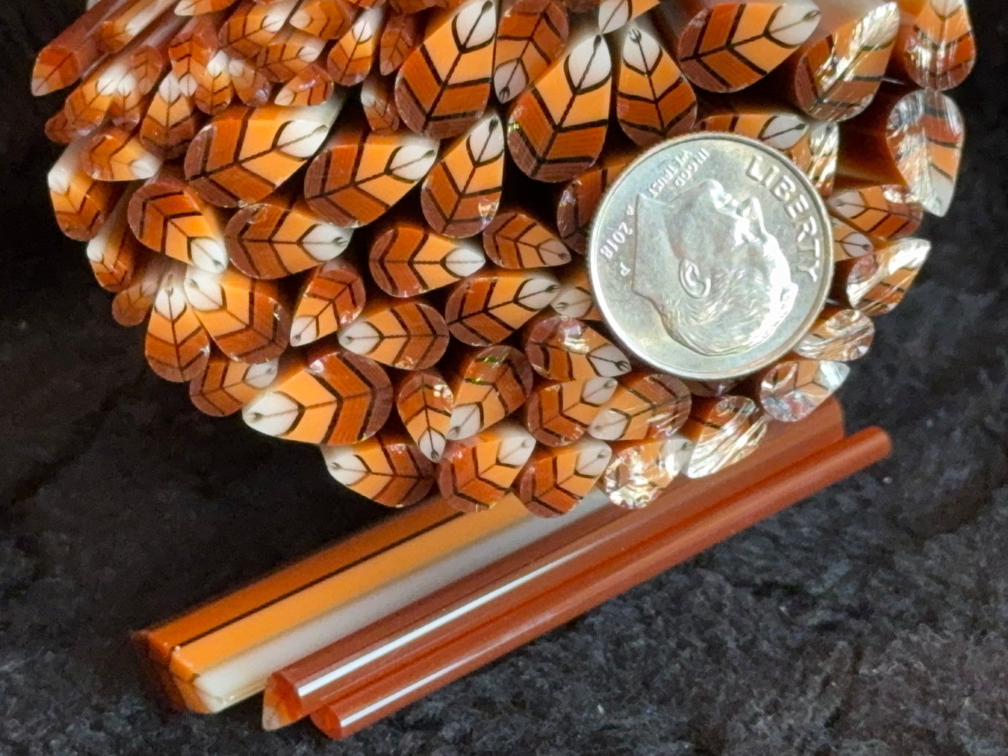 Brown Multi-size Ombré Leaves, 1oz, COE 96 Murrini Millefiori
