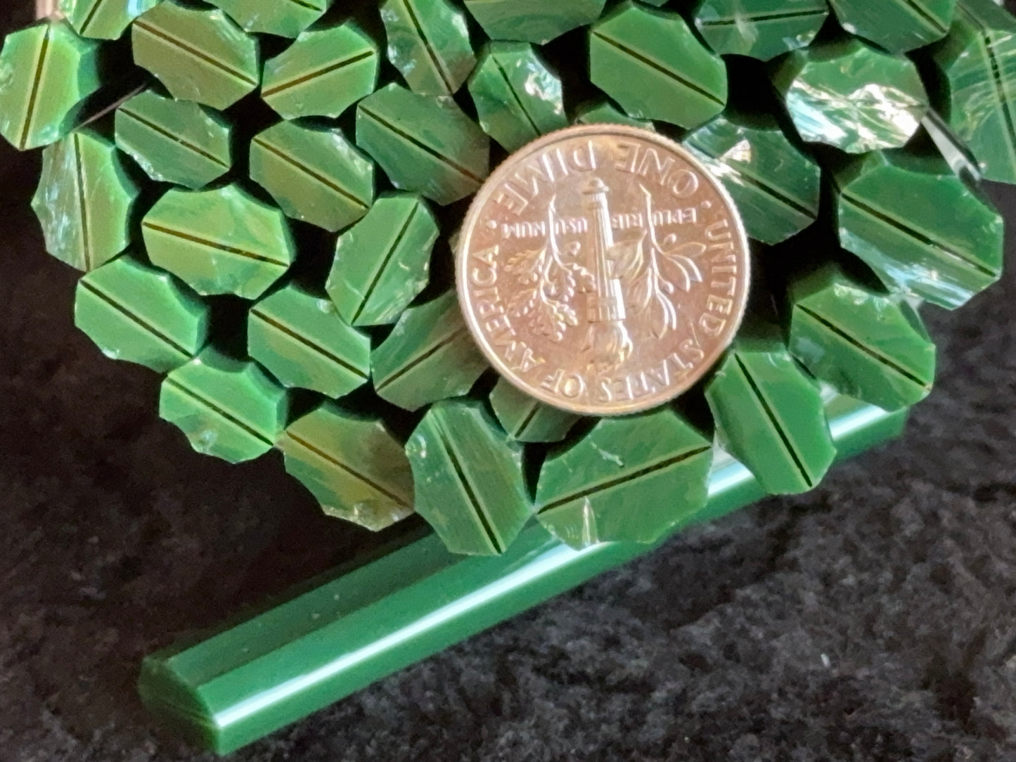 Dark Green Holly Leaves, 1oz, COE 96 Murrini Millefiori
