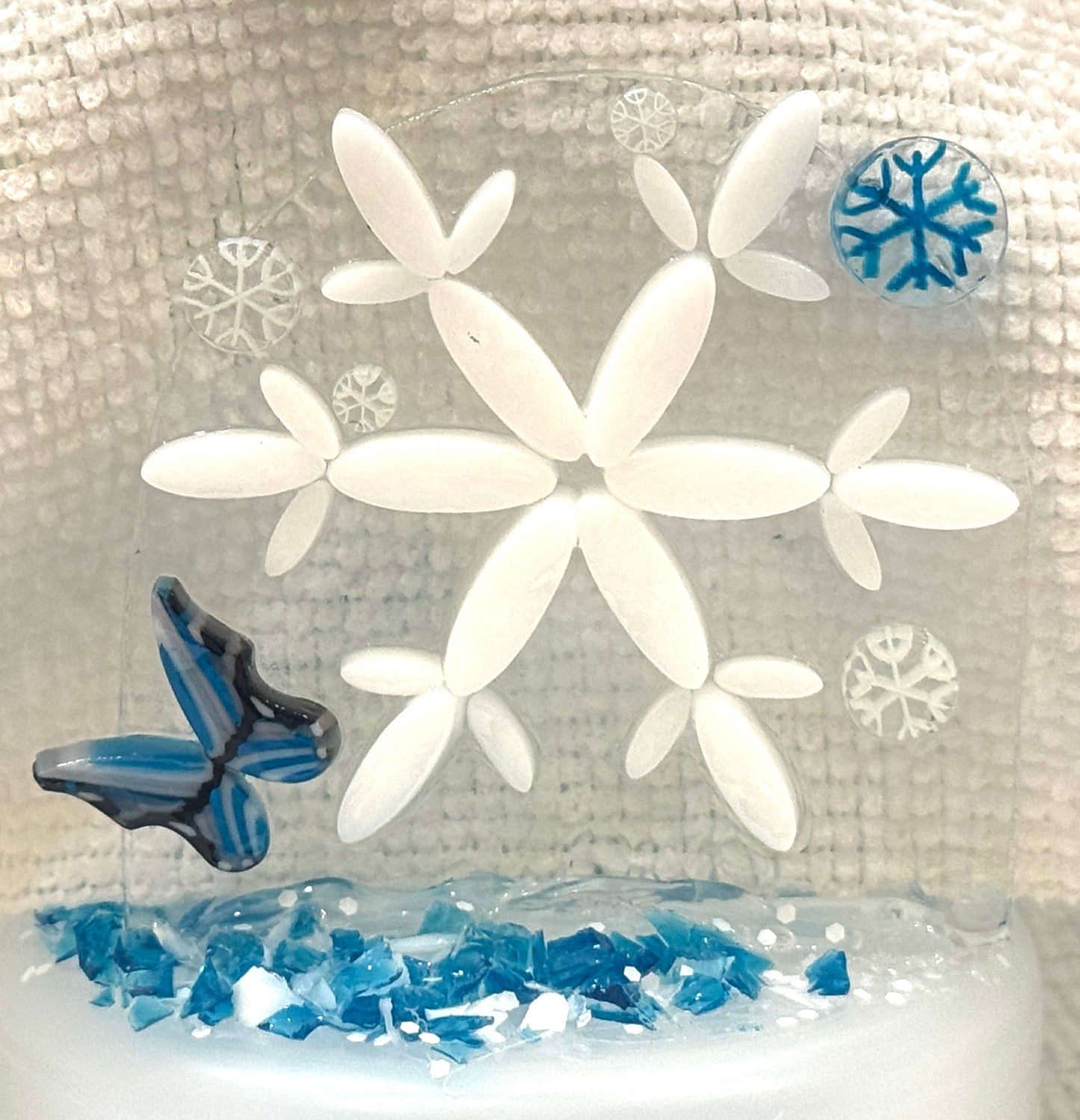 Deep Aqua Butterfly Wings, 1oz., COE 96 Murrini Millefiori