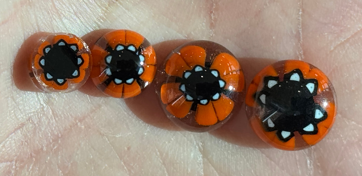 Full Fuse Orange Poppy Blossom, 1oz, COE 96 Murrini Millefiori