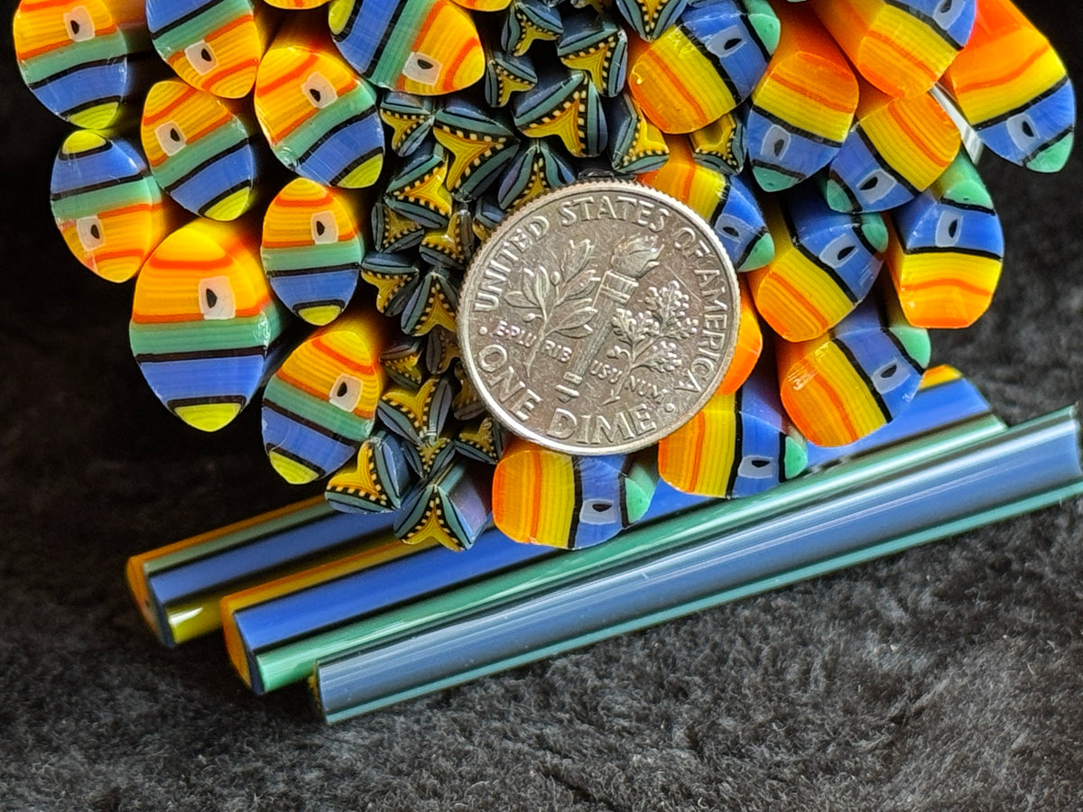 A Fishy Duo, 1.2+oz, COE 96 Murrini Millefiori