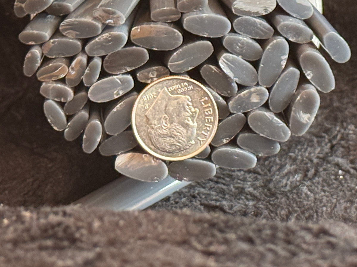 Multi-size Grey Flat-End Daisy Petal, 1oz, COE 96 Murrini Millefiori